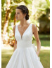 Ivory Satin U Back Wedding Dress With Pockets